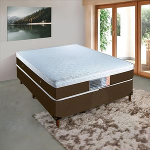 Base Box E Colchao King Stylle Unico Molas Ensacadas 2,03 X 1,93 X 0,70 Branco - Marrom