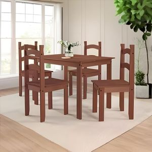 Mesa De Jantar Pacta 100x70 4 Cadeiras Madeira Maciça - Chocolate