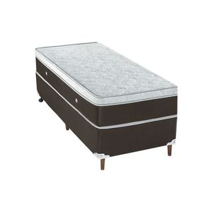 Base Box E Colchao Solteiro Stylle Unico Molas Ensacadas 1,88 X 0,88 X 0,70 Branco - Marrom