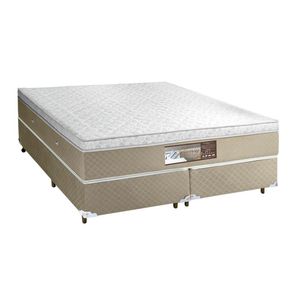 Base Box + Colchao King Sensy Euro Pilow Com Molas Ensacadas 2,03x1,93x0,74 Branco- Bege