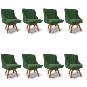 Kit 8 Cadeiras Estofadas Giratória Para Sala De Jantar Lia Suede Verde - Ibiza