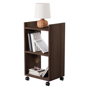 Estante Multiuso Nogal Para Quarto Sala Com Rodízio 40cm