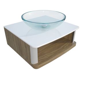 Lavabo Para Banheiro Cris Wood 50,5cm X 47,0cm X 31,1cm Branco, Amadeirada