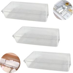 Kit Com 3 Organizadores De Gavetas Transparente 30x15 - Organização E Sofisticação