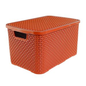Caixa Organizadora Rattan 15 Litros Com Tampa - Praticidade E Estilo terracota