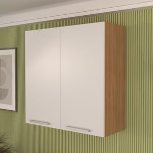 Armário De Cozinha Aéreo Com 2 Portas 80cm Multimóveis Cr20414 Freijó Branco