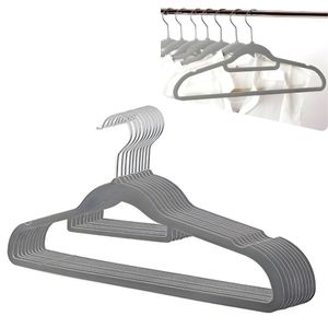 Kit Com 10 Cabides Slim De Veludo - Organização E Sofisticação cinza