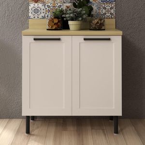 Balcão De Cozinha Em Mdf Com Tampo E 2 Portas 80cm Multimóveis Cr20463 Branco Carvalho Tropical