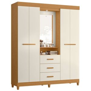 Guarda Roupa ágata Com 4 Portas E 1 Cabideiro Albatroz Cinamomo/off White
