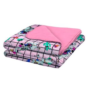 Edredom Portallar Solteiro Malha Misto 70% Algodão E 30% Poliéster Disney Minnie Lhama 1,50mx2,20m Rosa Prisma