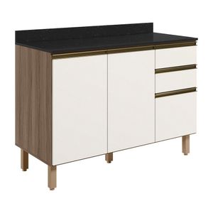 Balcao Com Tampo 2p 3g 120cm Mdf Kali 16417 Carvalho Toq Off White Cetim Nicioli Carvalho Toq Off White Cetim
