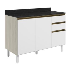 Balcao Com Tampo 2p 3g 120cm Mdf Kali 16417 Bianco Toq Branco Uv Nicioli Bianco Toq Branco Uv