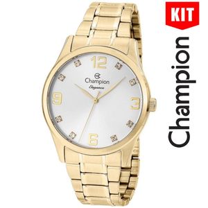Relógio Champion Kit Feminino Dourado Analógico Cn25663w