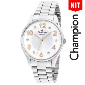 Relógio Champion Kit Prata Feminino Cn24002y