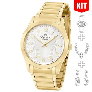 Relógio Champion Kit Feminino Dourado Analógico Cn25109w