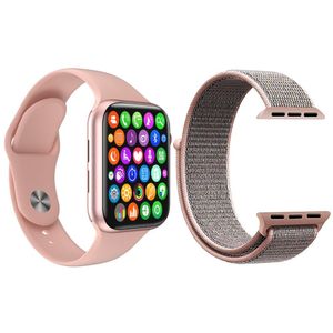 Kit 1 Relógio Inteligente Smartwatch W34 S Rosa Android Ios + 1 Pulseira Extra Nylon Rosa