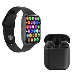 Kit 1 Relógio Inteligente Smartwatch W34 S Preto Troca Pulseira + 1 Fone Bluetooth Inpods I12 Preto