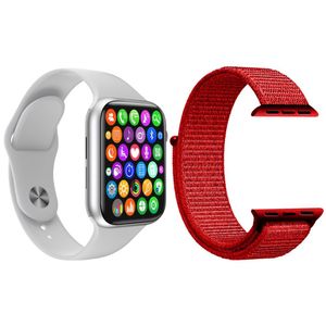 Kit 1 Relógio Inteligente Smartwatch W34 S Branco Android Ios + 1 Pulseira Extra Nylon Vermelho