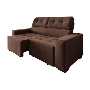 Sofá 3 Lugares Retrátil E Reclinável New York 2 Mts Com Molas Suede Marrom