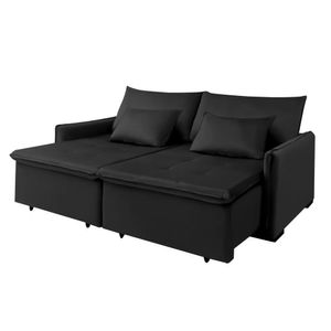 Sofá Cama Slim New Roma 2 Mts Veludo Molas Bonnel Com Pillow Cor:preto