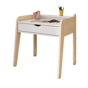 Mesa Infantil Em Madeira Maciça E Mdf Corujinha Casatema Branco-natural