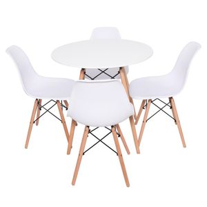 Conjunto Mesa Redonda Eiffel 70cm Com 4 Cadeiras Eiffel Branca