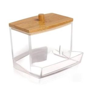 Porta Cotonete Bambu Organizador De Algodão 9x8x9cm