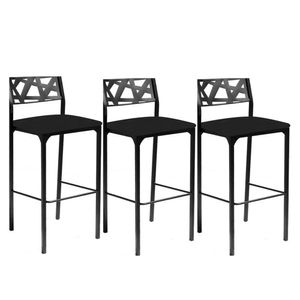 Kit 3 Banquetas Eliza Para Cozinha,bancada Ou Area Externa Gourmet Corino Preto-gat Magazine