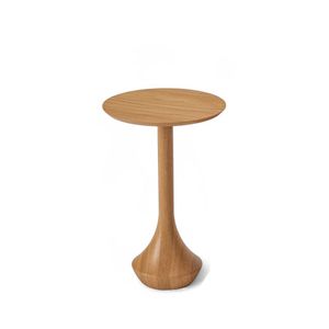 Mesa De Canto Redonda De Madeira Mahal Medida Altura: 63cm Cor Champagne
