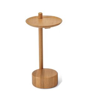 Mesa De Canto Redonda De Madeira Teka Medida Altura: 50cm Cor Champagne