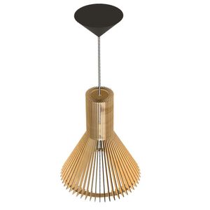 Luminária Teto Tipo Pendente Funil Mdf Completa - Cor:mdf Cru