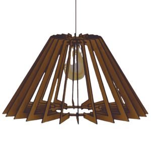 Luminária Teto Tipo Pendente Pirâmide Mdf Completa - Cor:mdf Marrom