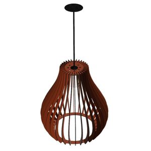 Luminária Teto Tipo Pendente Antares Mdf Completa - Cor:marrom
