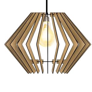 Luminária Teto Tipo Pendente Diamante Mdf Completa - Cor:mdf Cru