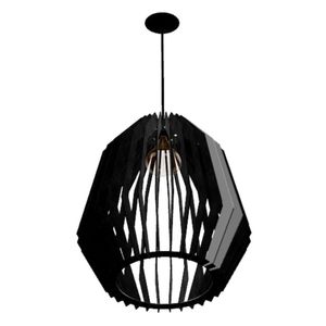 Luminária Teto Tipo Pendente Amazonas Mdf Completa - Cor:preta