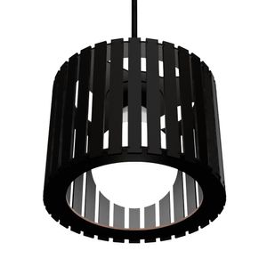 Luminária Pendente Tóquio Modelo Ripado Preta