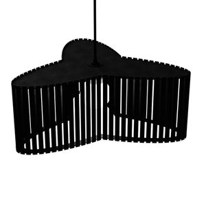 Luminária Pendente Trevo Modelo Ripado Preta