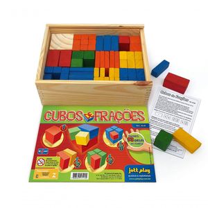 Brinquedo Educativo Cubos De Frações 93 Peças De Madeira
