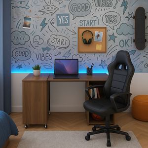 Mesa Retrátil Compacta Mdf 15mm Amadeirado Escuro Home Office Estudo Otimiza Espaço