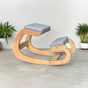 Cadeira Lisa Cinza Claro Cadeira De Joelhos Ergonômica Compensado Naval E Linho