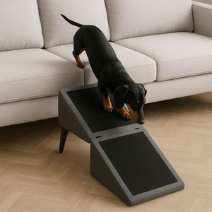 Banqueta Pet Dobrável Cinza Vira Rampa Para Cães Gatos Protege Articulações Tecido Acquablock