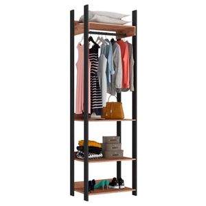 Closet 4 Prateleiras 1 Cabideiro Estilo Industrial Chess F04 Preto-solanum - Mpozenato