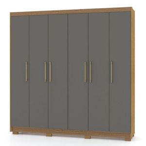 Guarda Roupa Casal 6 Portas 6 Gavetas 223cm Luko V02 Nature-alasca - Mpozenato