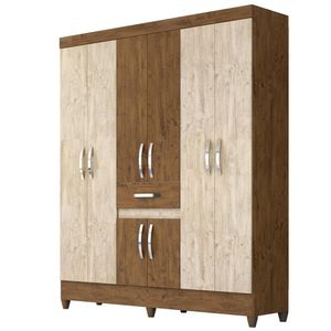 Guarda Roupa Casal Portugal 8 Portas Castanho-avelã Wood - Moval