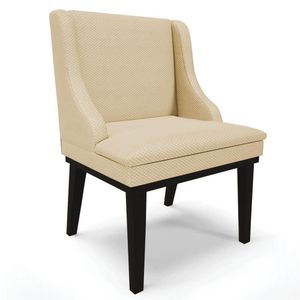Cadeira Estofada Para Sala De Jantar Base Fixa De Madeira Preto Lia Veludo Luxo Off White - Ibiza