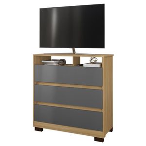 Cômoda Para Quarto 3 Gavetas 90cm Califórnia Carvalho-grafite - Incorplac