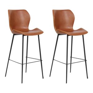 Kit 2 Banquetas Alta Com Encosto Para Bancada Cozinha Penha R02 Sintético Marrom - Mpozenato