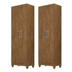 Kit 2 Armários Organizadores Multiuso íris 2 Portas Castanho Wood - Moval