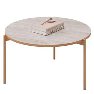 Mesa De Centro Redonda Para Sala Pé Metal Nala D04 Quartzo - Mpozenato