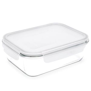 Pote Retangular Brinox Hermético Lockstock Em Vidro 1,5 L Transparente